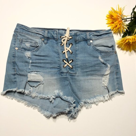 refuge Pants - REFUGE HIGH RISE SHORT DISTRESSED 6